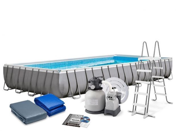 Каркасный бассейн Ultra Frame 975х488х132см, 54368л, песч.фил.-насос 10500л\ч, лестн., тент, подст., Intex, 26372