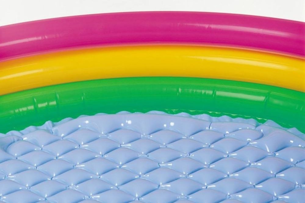 Детский надувной бассейн 114х25см "Радуга" с надувным дном, 131л, от 2 лет