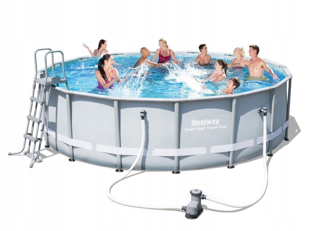 Каркасный бассейн 488х122см, 19480л, фил.-насос 5678 л/ч, тент, лестница, Bestway, 56451 BW