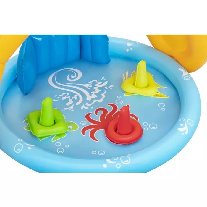 Детский надувной бассейн 115х89х76см "Морская ракушка" с навесом, 45л, от 6 мес