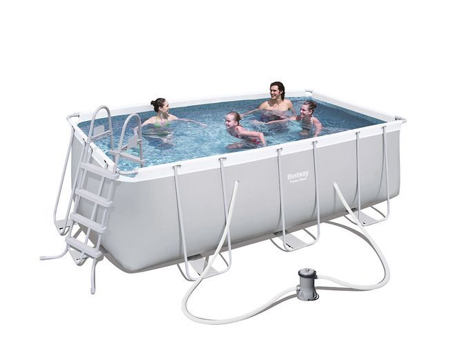 Каркасный прямоугольный бассейн 412х201х122 см, 8124 л, фильтр-насос 2006л/ч, лестница, Bestway, 56241 BW