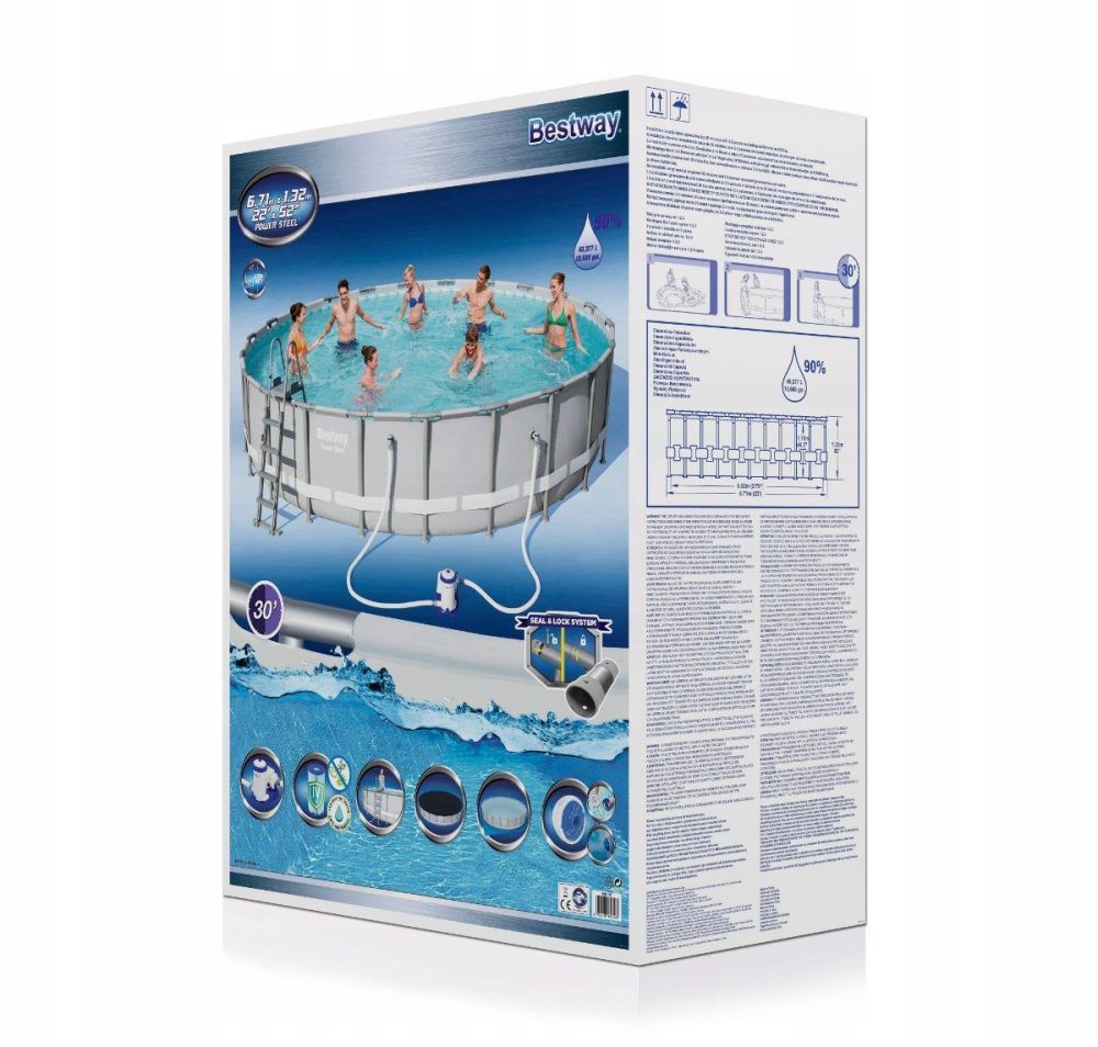 Каркасный бассейн 671х132см, 40377л, фильтр-насос 9463л/ч,тент, лестн, Bestway, 56705 BW