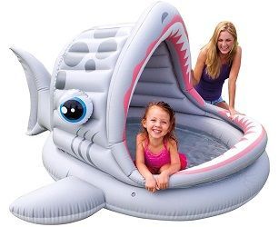 Детский надувной бассейн 201x198x109см "Акула" с навесом, 121л, от 2 лет