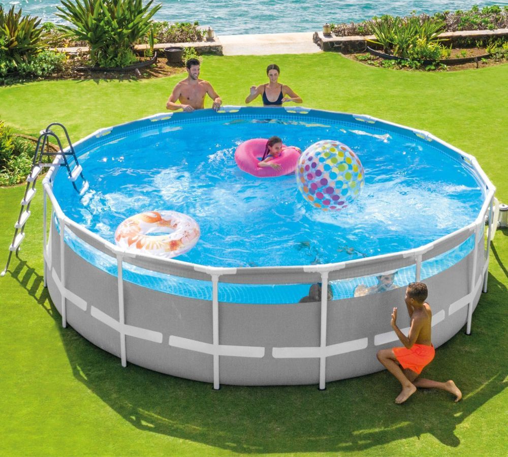 Каркасный бассейн Prism Frame Clearview 488х122см, 19156л, фил.-насос 5678л\ч, лестн., тент, подст., Intex, 26730