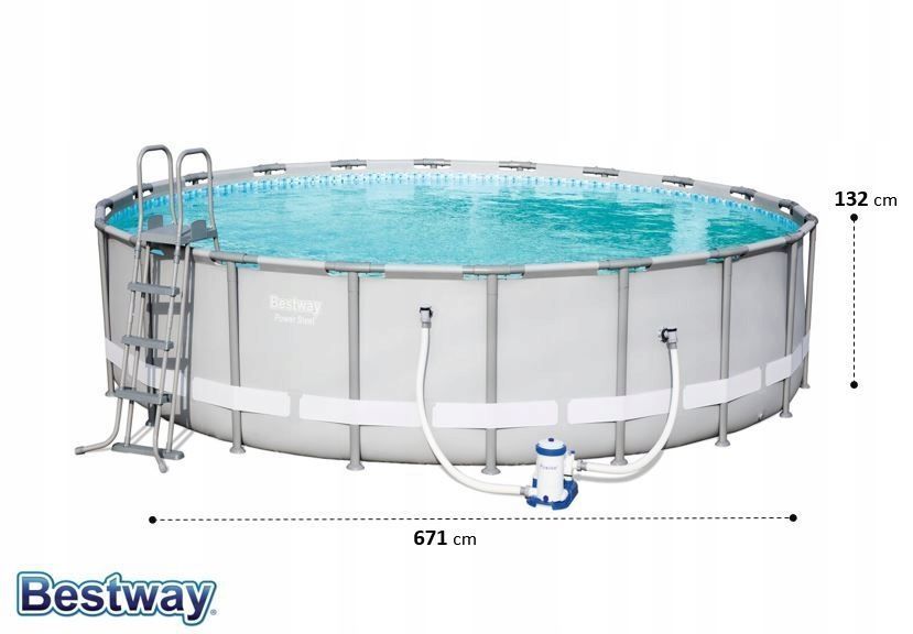 Каркасный бассейн 671х132см, 40377л, фильтр-насос 9463л/ч,тент, лестн, Bestway, 56705 BW