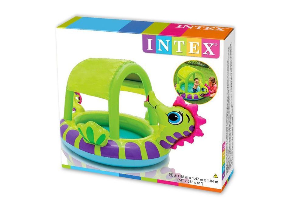 Детский надувной бассейн 188х147х104см "Морской конек" с навесом, 114л, от 2 лет