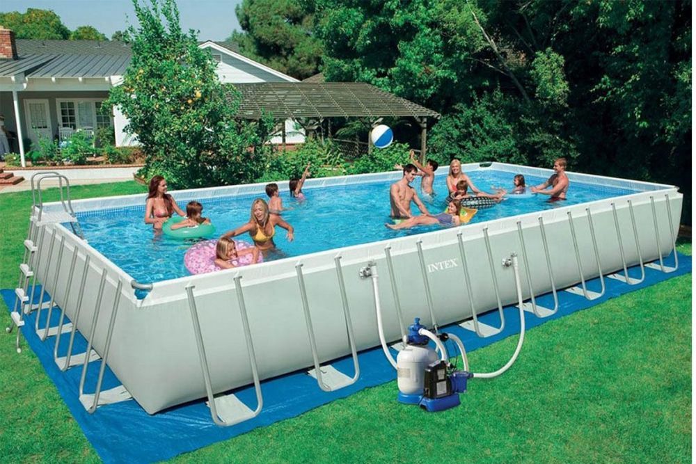 Каркасный бассейн Ultra Frame 975x488x132см, 54368л, ком.фил-нас, лест, тент, подс, наб.д/чис, воле, Intex, 28376