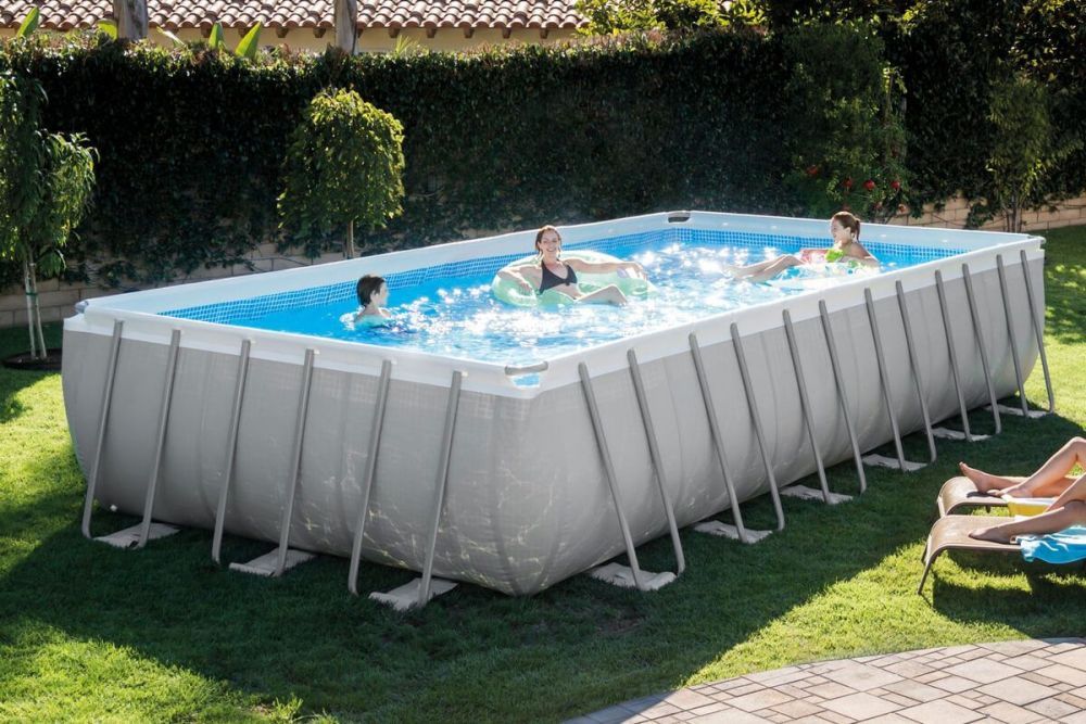 Каркасный бассейн Ultra Frame 732x366x132см, 31805л, ком.фил.-нас, лест, тент, подс, наб.д/чис, воле, Intex, 28366
