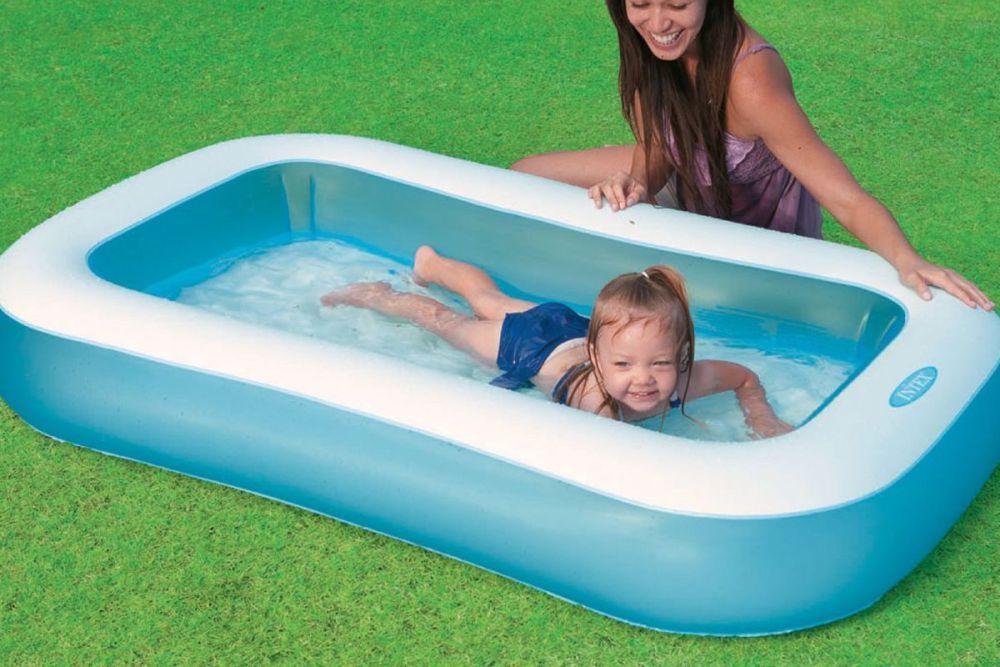 Детский надувной бассейн 166х100х25см, с надувным дном, 90л, от 2 лет