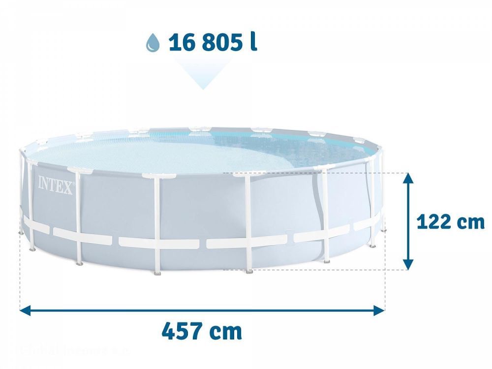 Каркасный бассейн Prism Frame 457х122см, 16805л, фил.-насос 3785л\ч, лестница, тент, подстилка, Intex, 26736