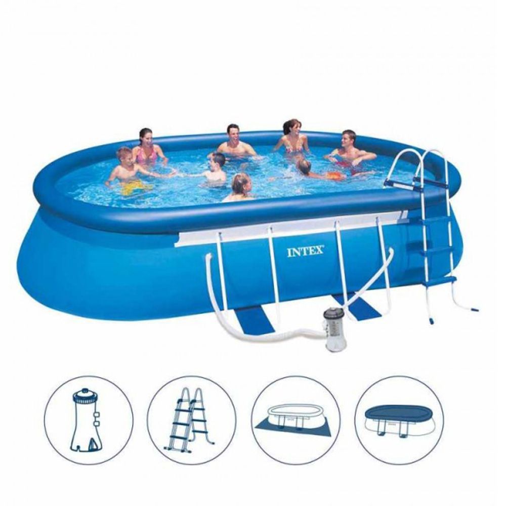 Бассейн овальный Oval Frame 549х305х107см, 10920л, фил.-насос 3785л\ч, лестница, тент, подстилка, Intex, 26192