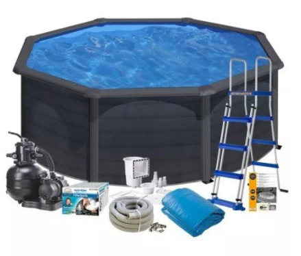 Круглый каркасный бассейн 350х132 см GRE графит