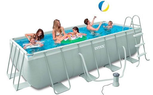 Каркасный бассейн 400х200х100 см, лестница, фильтр-насос, Intex, 28350