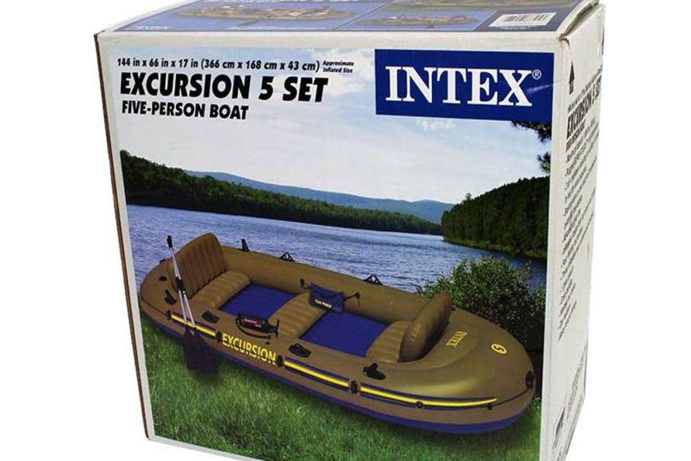 Надувная лодка "Excursion 5" 366х168х43см, алюм.вёсла 137см, насос 68614, до 600кг