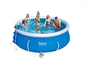 Бассейн с надувным бортом 457х122 см, 13807 л, фильтр-насос 3028л/ч, тент, лестница., Bestway, 57289/57148 BW