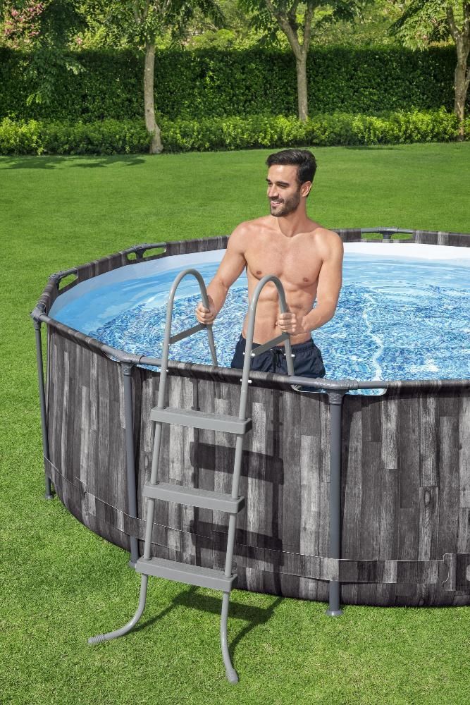 Каркасный бассейн Steel Pro Max 427х107см, 13030л, фил.-насос 3028л/ч, лестница, тент, Bestway, 5614Z BW