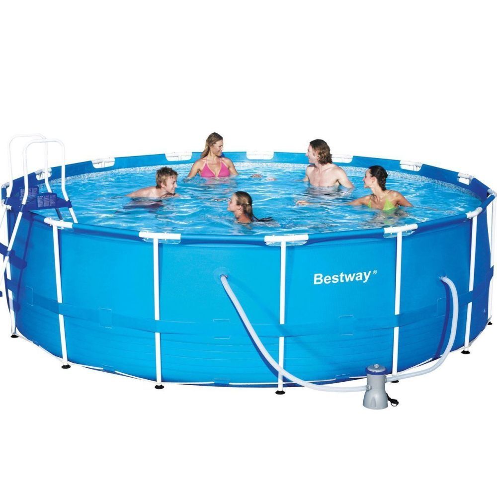 Каркасный бассейн, 457х122 см, 16015 л, фильтр-насос 3028л/ч, тент, лестница, Bestway, 56100 BW