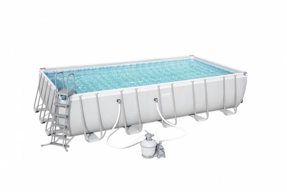 Каркасный прямоугольный бассейн 671х366х132см, 26845л, песч.фил.-насос 5678л/ч, лестница, тент, Bestway, 56471 BW