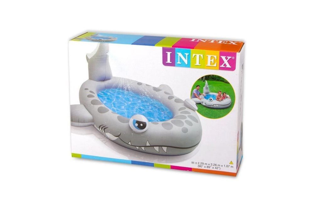Детский надувной бассейн 229х226х107см "Акула" с распылителем, 182л, от 2 лет