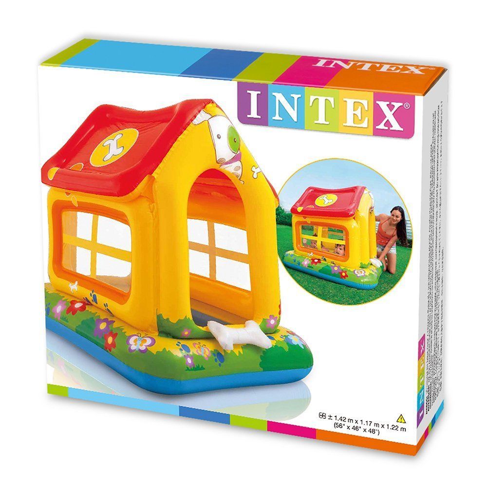 Детский надувной бассейн 142х117х122см "Дом" с навесом, от 1 до 3 лет