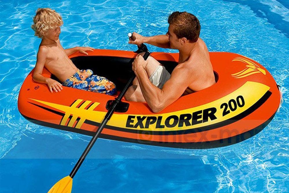Надувная лодка "Explorer 200" 185х94х41см, вёсла 59623, насос 69613, от 6 лет, до 95кг