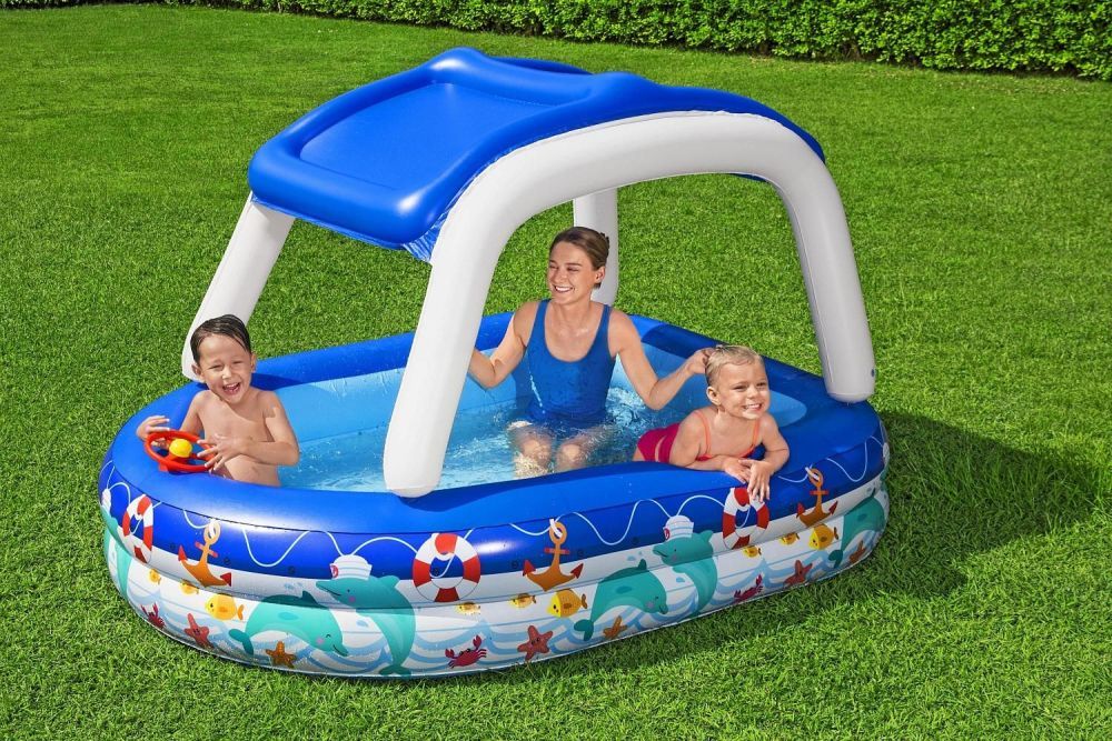 Детский надувной бассейн 213х155х132см "Морской капитан" с навесом, 282л, от 3 лет