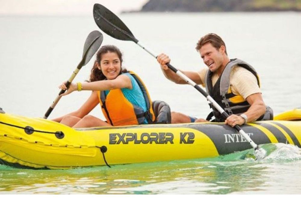 Надувная байдарка "Explorer K2" 312х91х51см, алюм.вёсла 218см, насос 68614, до 180кг