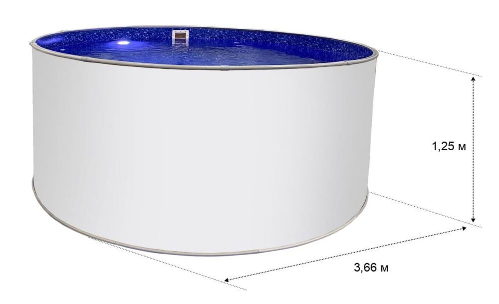 Круглый бассейн ЛАГУНА 3,66 х 1,25 м (сигнальный белый RAL 9003)