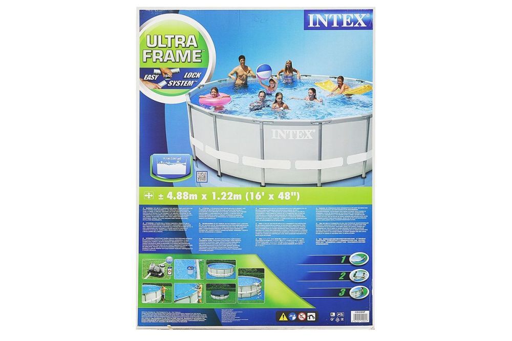 Каркасный бассейн Ultra Frame 488х122см, 19156л, комб.фил-нас, лестн, тент, подст, наб.д/чис,скиммер, Intex, 28328