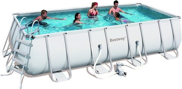 Каркасный прямоугольный бассейн 549х274х122 см, 14812 л, фильтр-насос 5678л/ч, тент, лестница, Bestway, 56223 BW