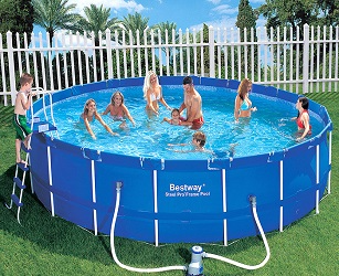 Каркасный бассейн, 457х91 см, 12627 л.,фильтр-насос 2006л/ч,тент, лестница., Bestway, 56434 BW