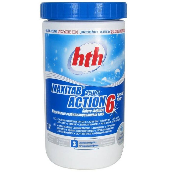 Комплексный препарат 6-в-1, двухслойная таблетка – быстрый и медленный хлор, 1кг