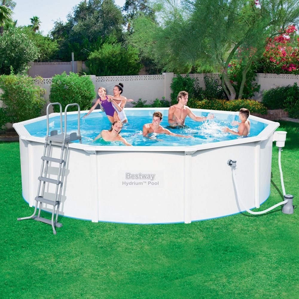 Стальной бассейн Hydrium Pool Set 460х120см, 17430л, фил.-насос 3028л/ч, лестница, подстилка