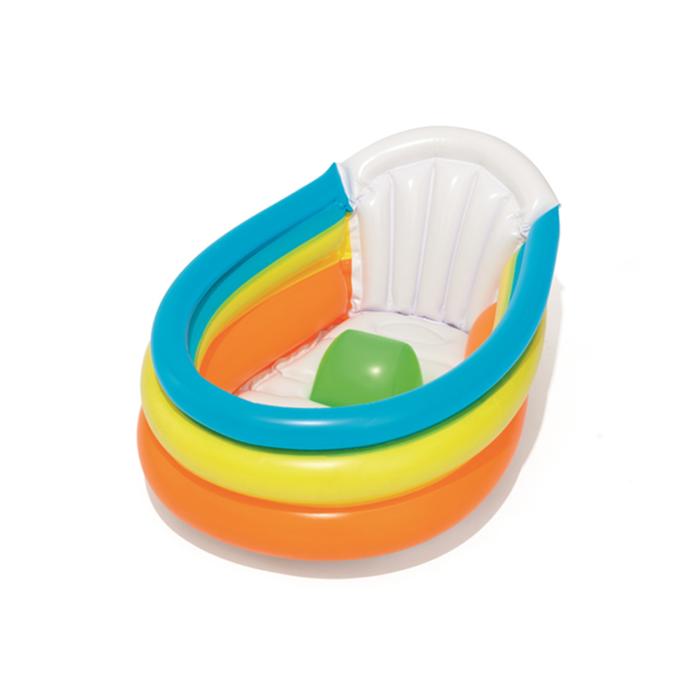 Надувная ванночка для купания 76х48х33см с надувным дном и градусником, до 2 лет
