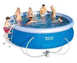 Бассейн с надувным бортом 457х107 см, 12362 л, фильтр-насос 2006л/ч, тент, лестница., Bestway, 57127 BW