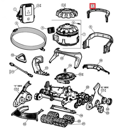 Циклонная ручка пылесоса Hayward AquaVac 600/650, в сборе, черная (RCX361300236)