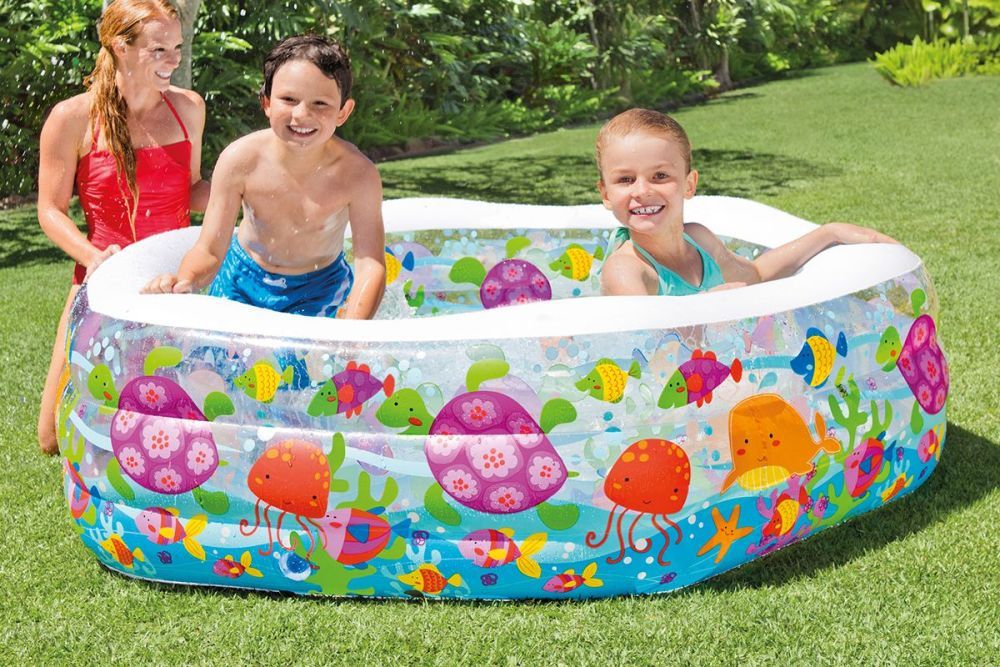 Детский надувной бассейн 191х178х61см "Аквариум" с надувным дном, 510л, от 6 лет