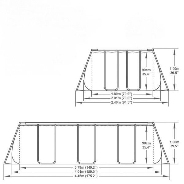 Каркасный прямоугольный бассейн 404х201х100см, 6478л, фил.-насос 2006л/ч, Bestway, 56251 BW