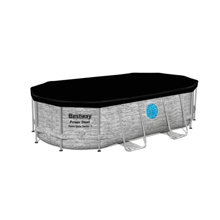 Каркасный бассейн Power Steel 427х250х100см "Ротанг" 7250л, фил.-нас. 2006л/ч, лестн, тент, попл-доз, Bestway, 56714 BW