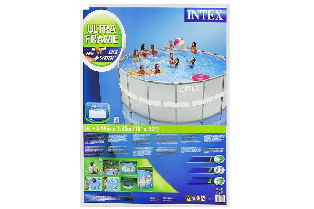 Каркасный бассейн Ultra Frame 549х132cм, комб.фил.-насос, лестн., настил,тент,наб.д/чист., вол.сетка, Intex, 28334