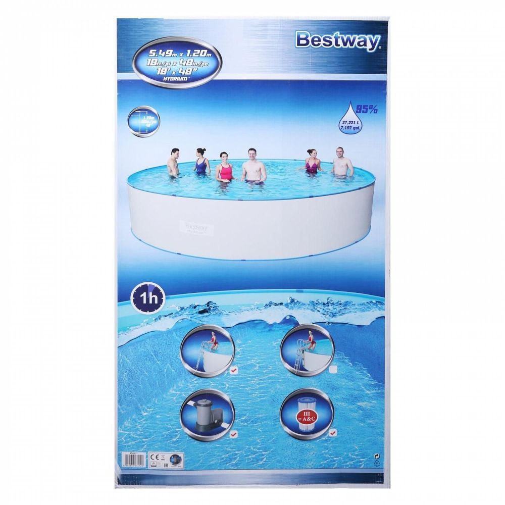 Каркасный бассейн Hydrium Splasher 549х120см, фильтр-насос, лестница, Bestway, 56611 BW
