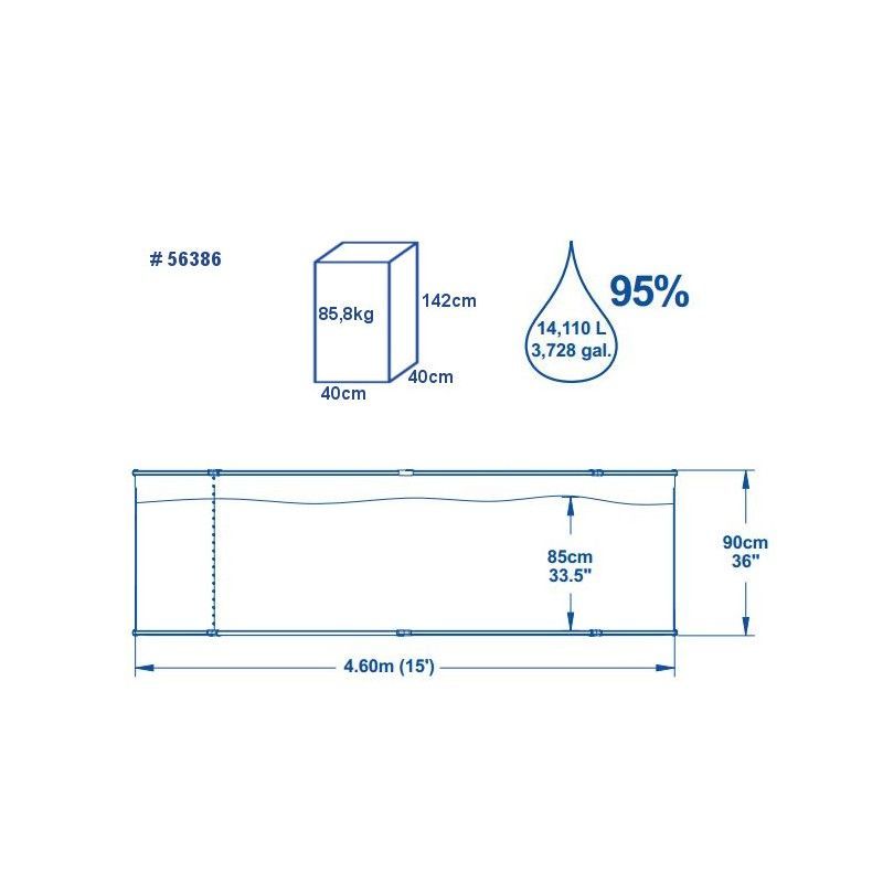 Стальной бассейн Hydrium Splasher Pool Set 460х90см, 14110л, фил.-насос 2006л/ч, лестница
