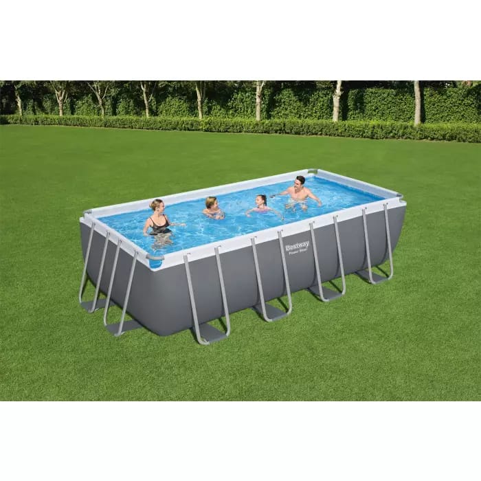 Каркасный бассейн Power Steel 488х244х122см, 11532л, песч.фил.-нас. 3028л/ч, лестн., тент, попл.-доз, Bestway, 56671 BW
