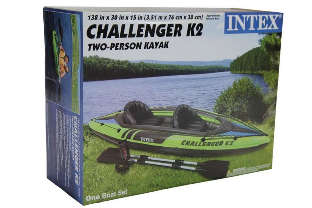 Надувная байдарка "Challenger K2" 351х76х38см, алюм.вёсла 218см, насос 68614, транс.сеть, до 180кг