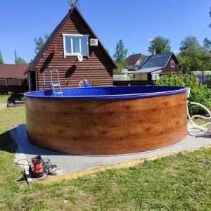 Круглый бассейн ЛАГУНА 4,88 х 1,25 м (темное дерево)