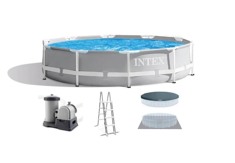 Каркасный бассейн Prism Frame 610х132см, 32695л, фил.-насос 5678л\ч, лестница, тент, подстилка, Intex, 26756