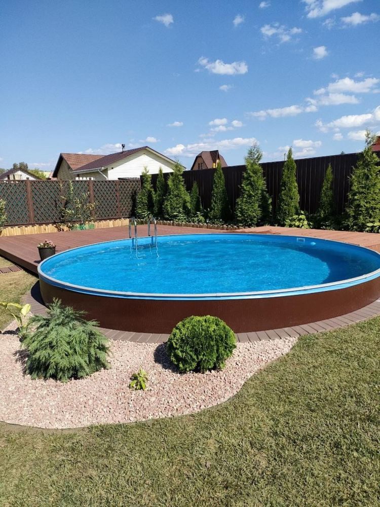 Круглый бассейн ЛАГУНА 4,88 х 1,25 м (темное дерево)