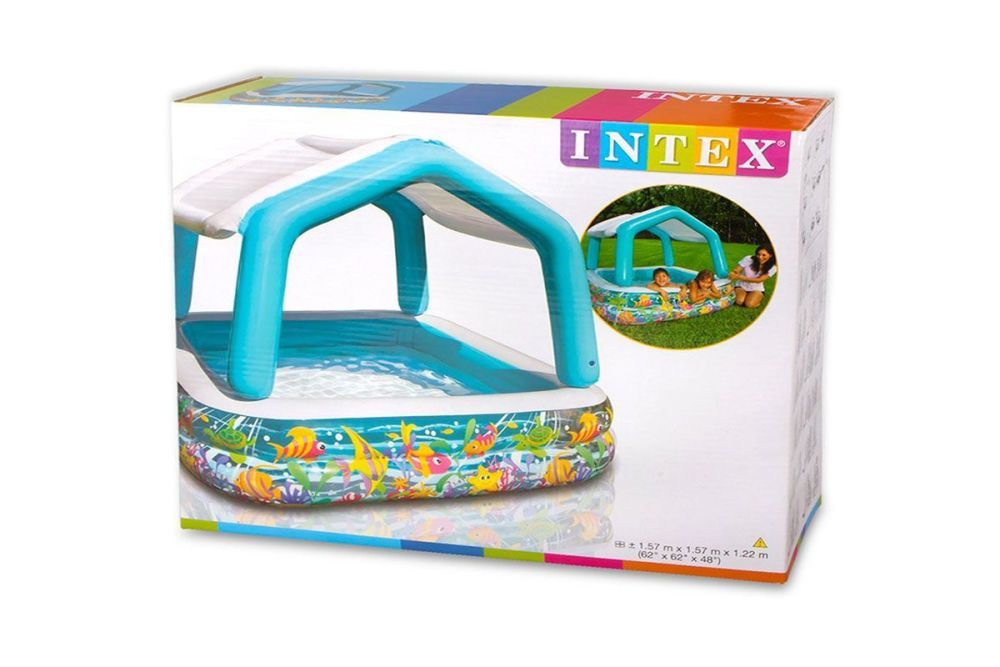 Детский надувной бассейн 157х157х122см "Домик" с навесом, 280л, от 2 лет