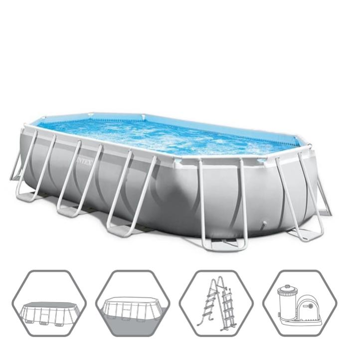Каркасный бассейн Prism Frame 503х274x122см "Oval" 13365л, фил.-насос 5678л\ч, лестн., тент, подст., Intex, 26796