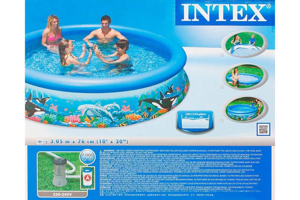 Бассейн Easy Set, 305х76см, "Океанский Риф", 3853л, фильтр-насос 1250л/ч, Intex, 28126